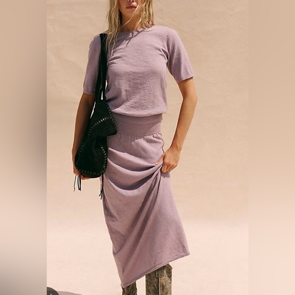 NEW Free People Lavender Isabella Skirt Top Set Cotton Linen Sz XS